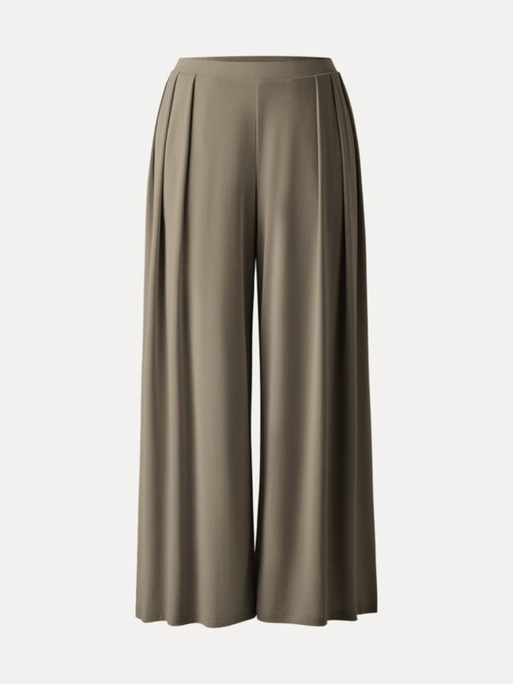 OGL Olive Sandwashed Mid Rise Pleated Wide Leg Palazzo Pant with Pockets